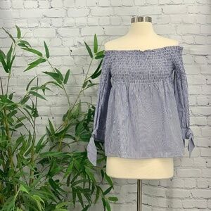 🎉Iris Los Angeles Navy Blue & White Striped Top